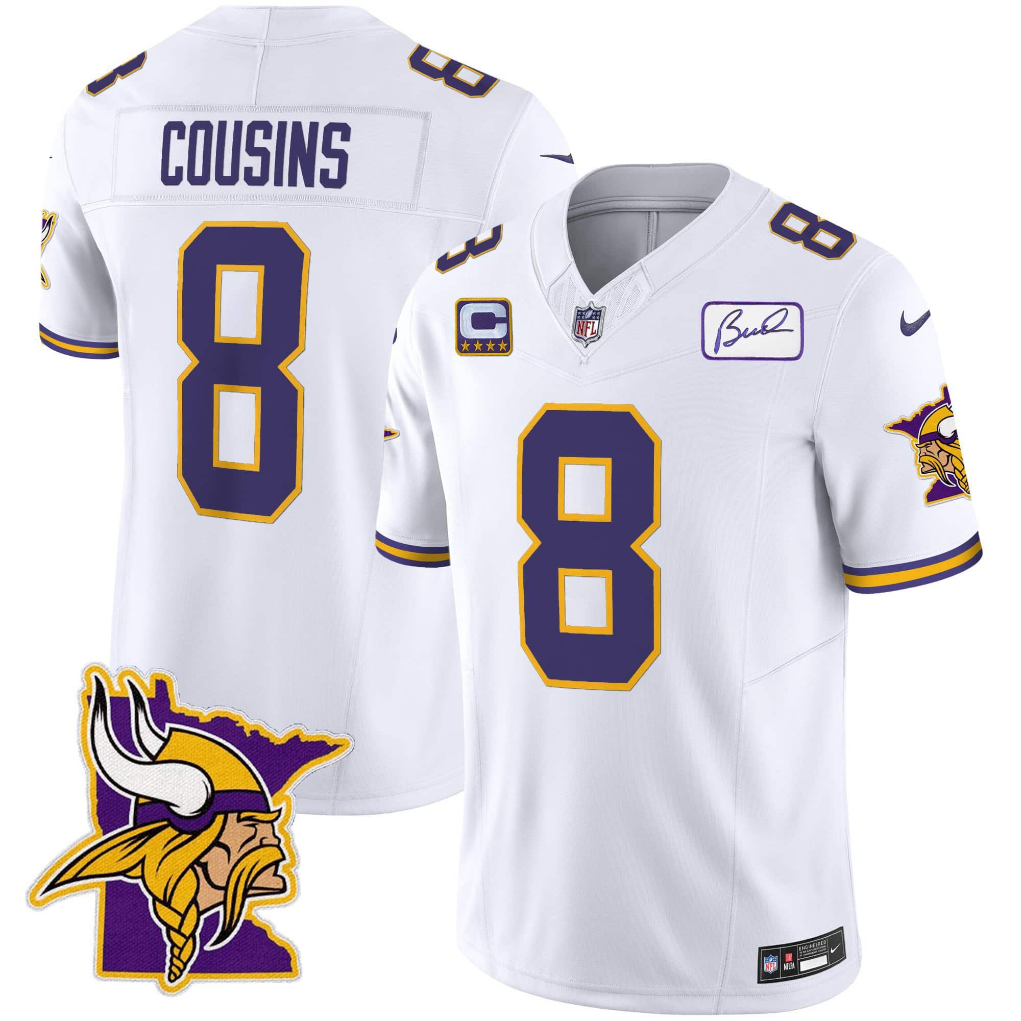 Men Minnesota Vikings #8 Cousins White 2024 Nike Patch Classic Limited NFL Jersey->indianapolis colts->NFL Jersey